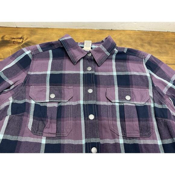 Duluth Trading Co Free Swingin Lined Purple Flannel Shacket Women's Size Medium - Picture 5 of 13